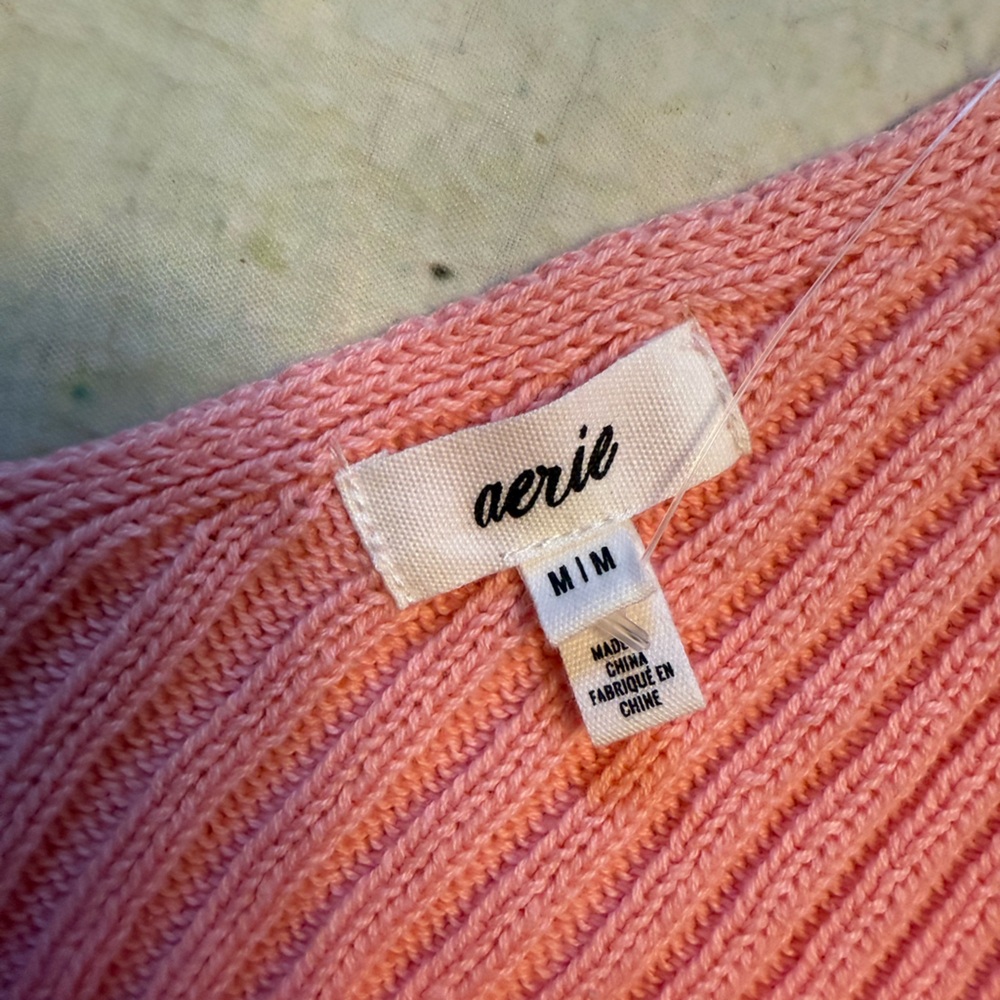 Aerie pink coral ribbed knit tank top. M - Picture 5 of 7